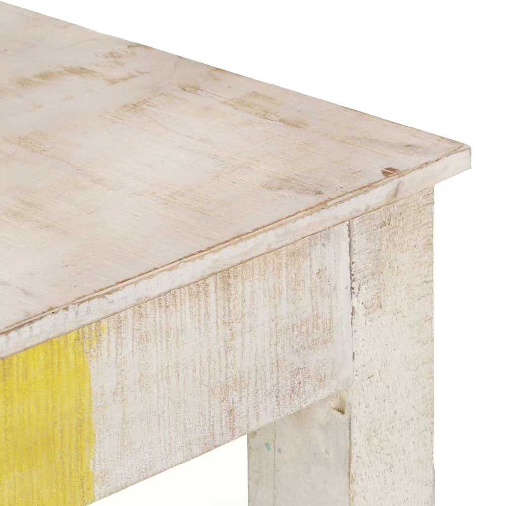 Konsollbord hvit 115x35x77 cm grovt mangotre