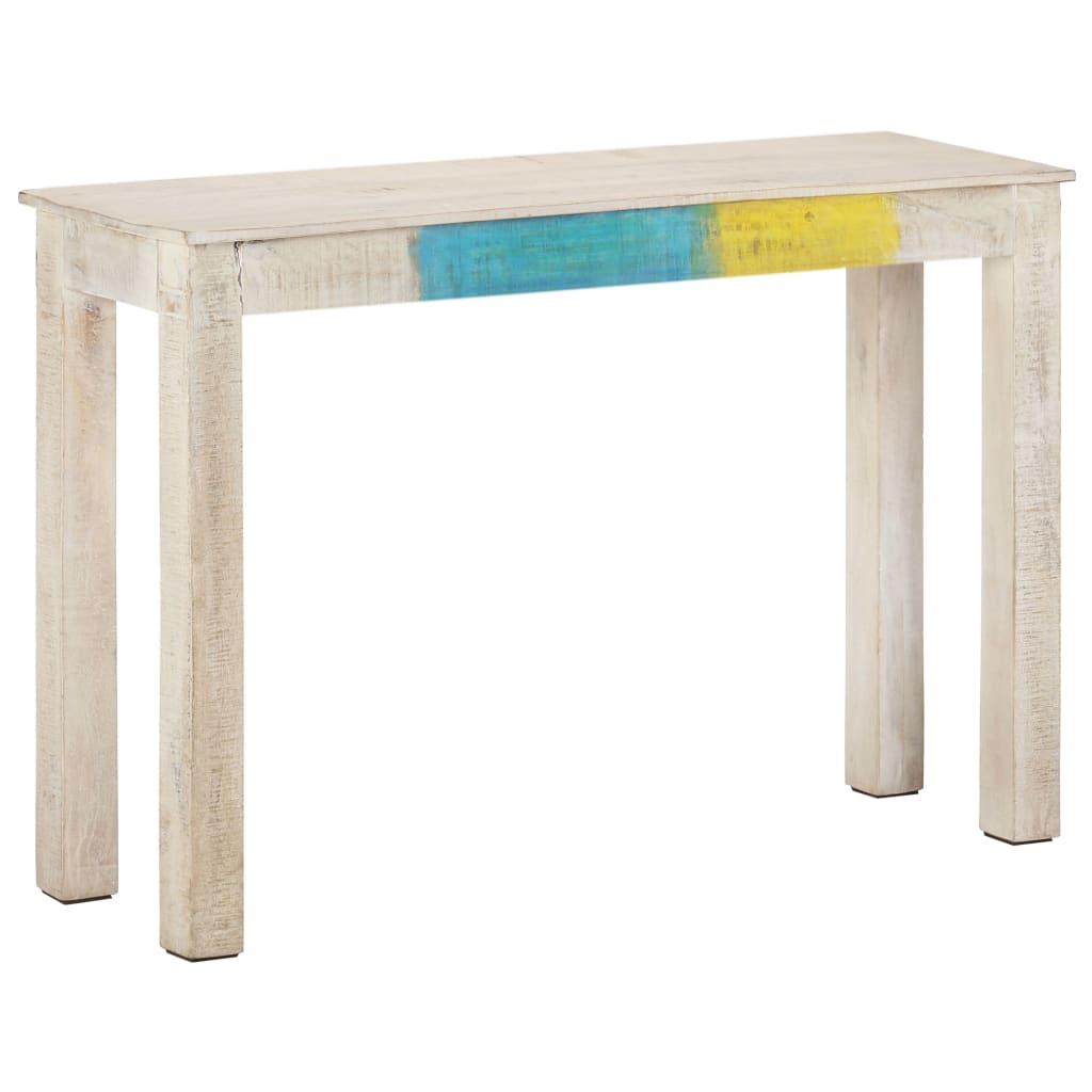 Konsollbord hvit 115x35x77 cm grovt mangotre