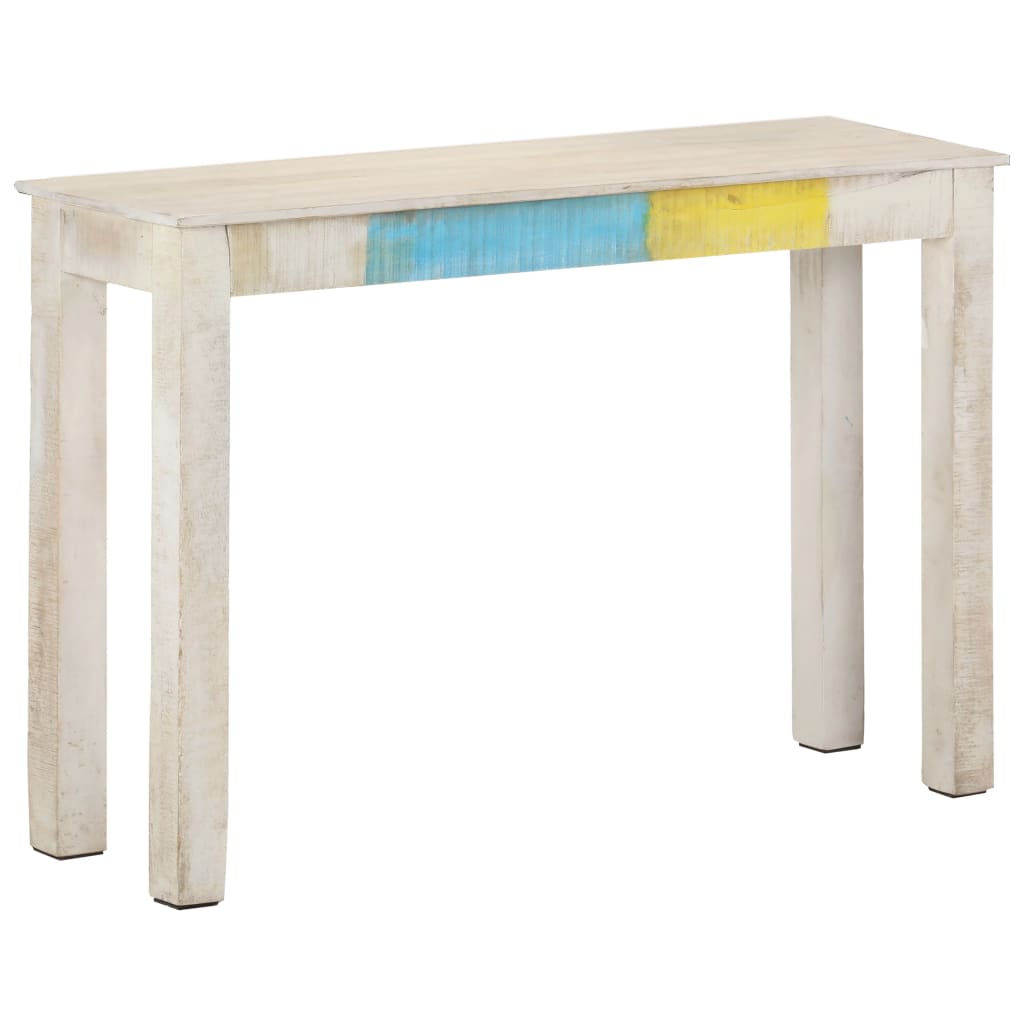 Konsollbord hvit 115x35x77 cm grovt mangotre