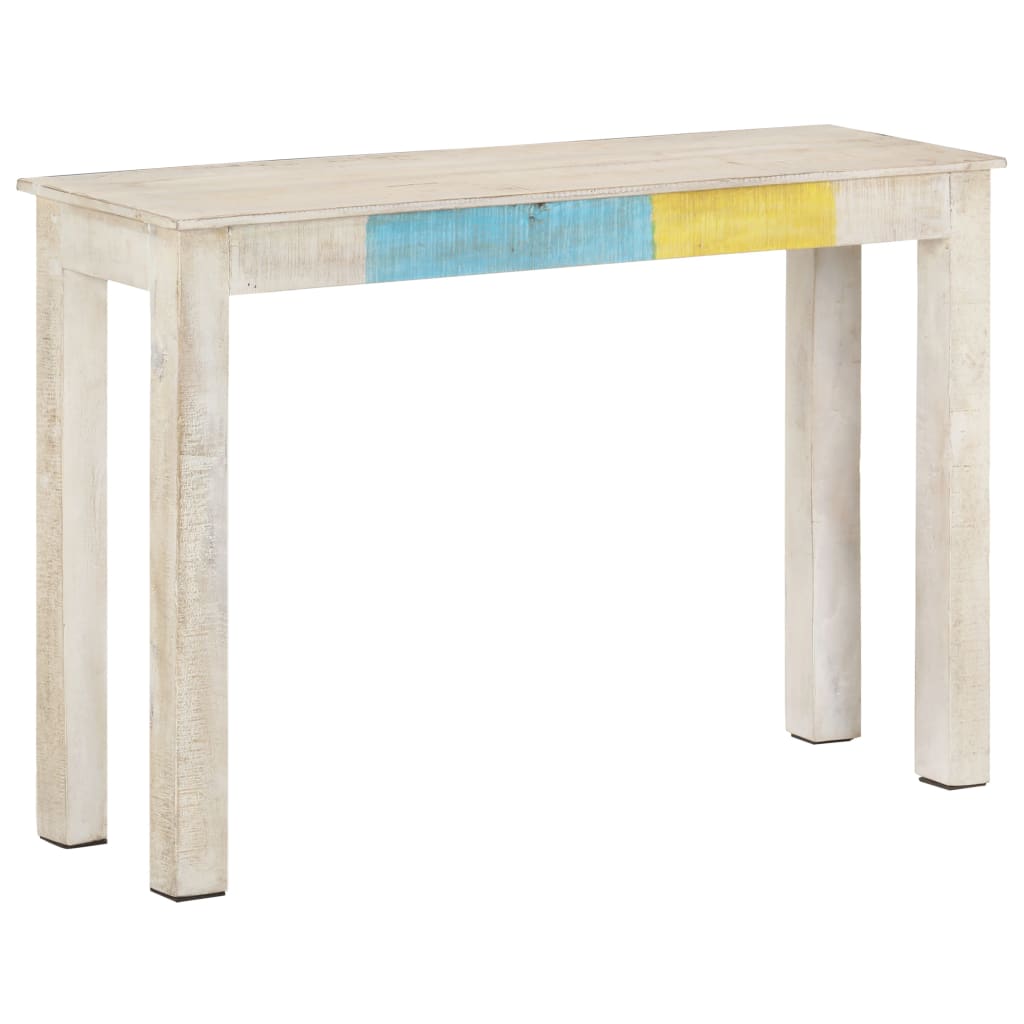 Konsollbord hvit 115x35x77 cm grovt mangotre