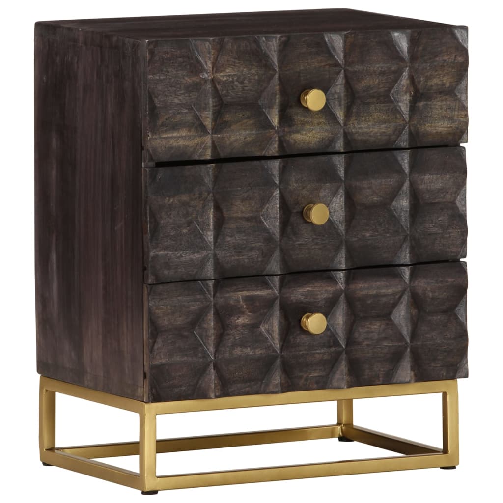 Nattbord 40x30x50 cm svart heltre mango