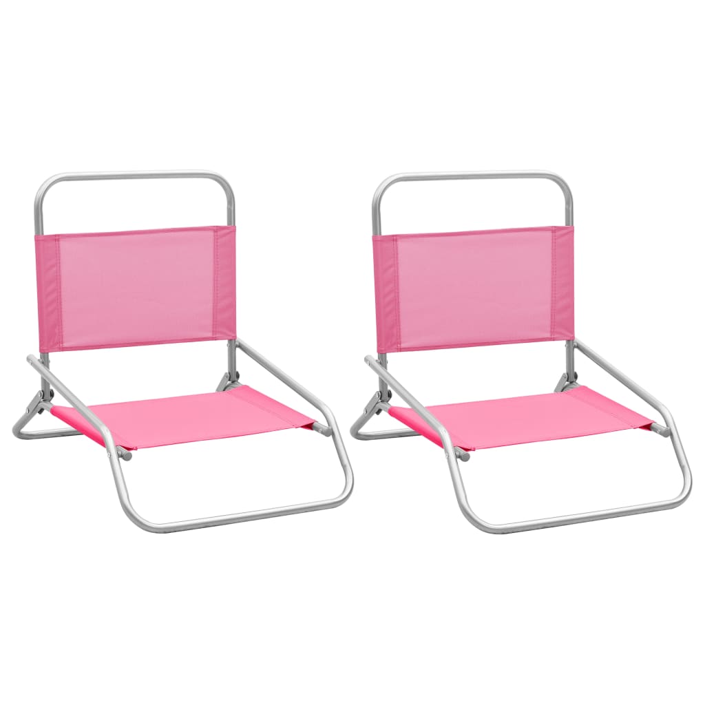 Sammenleggbare strandstoler 2 stk rosa stoff