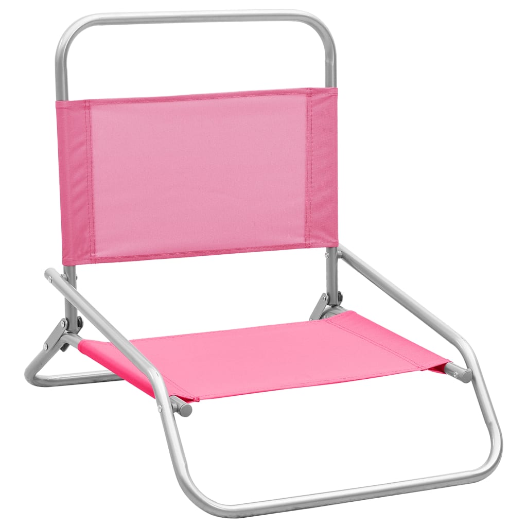 Sammenleggbare strandstoler 2 stk rosa stoff
