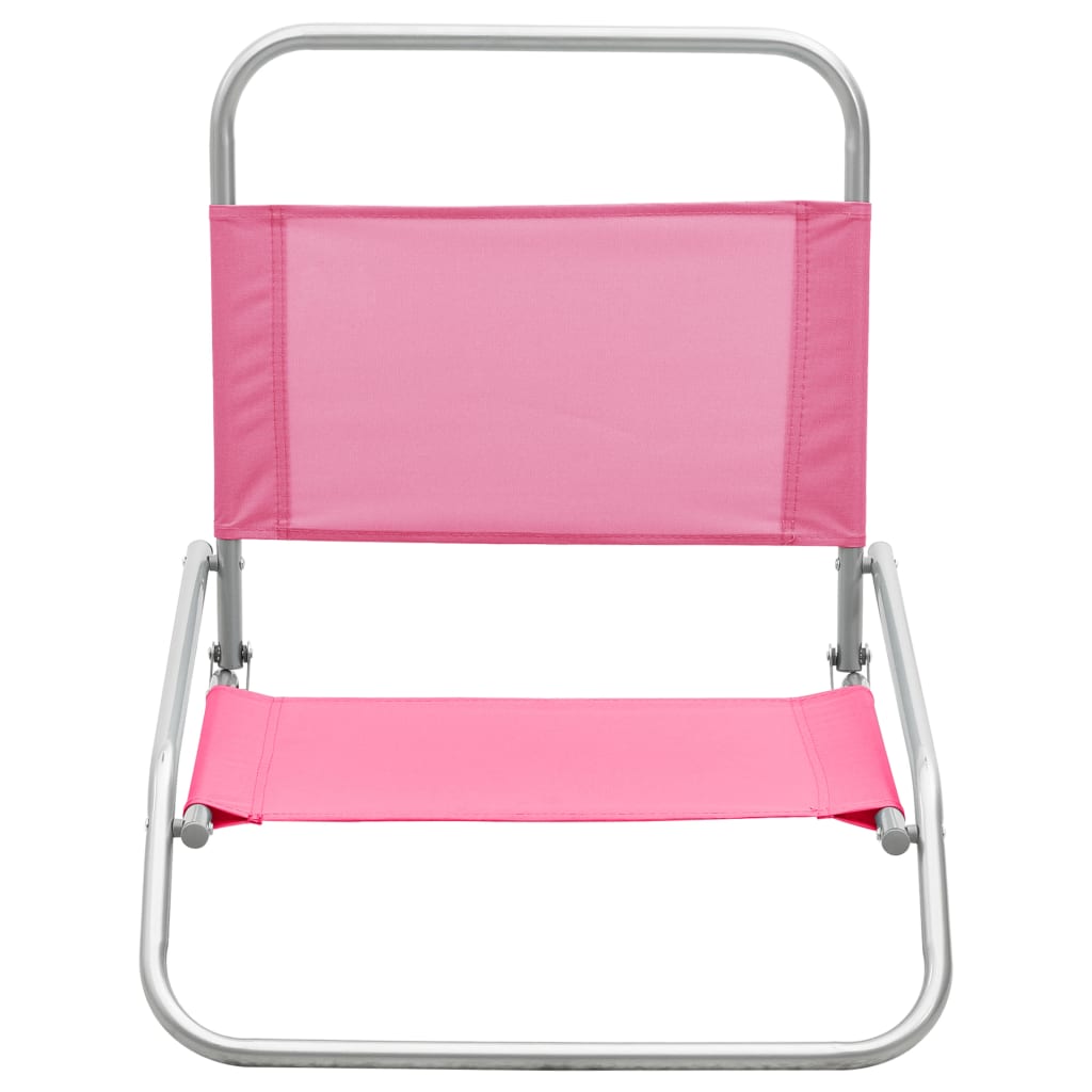 Sammenleggbare strandstoler 2 stk rosa stoff