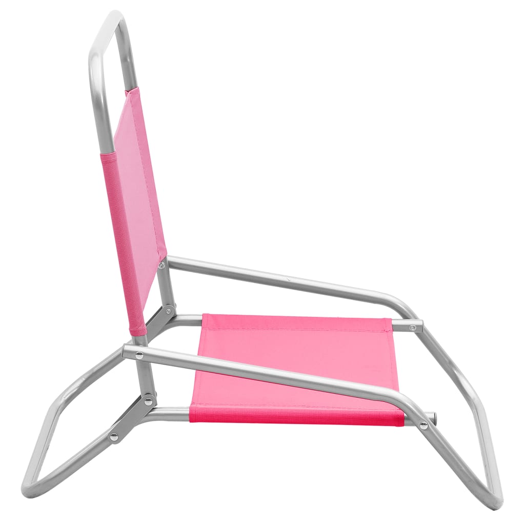 Sammenleggbare strandstoler 2 stk rosa stoff