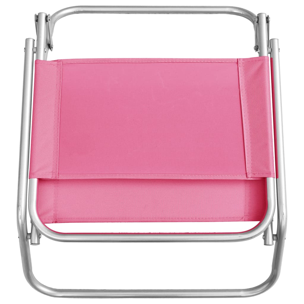 Sammenleggbare strandstoler 2 stk rosa stoff