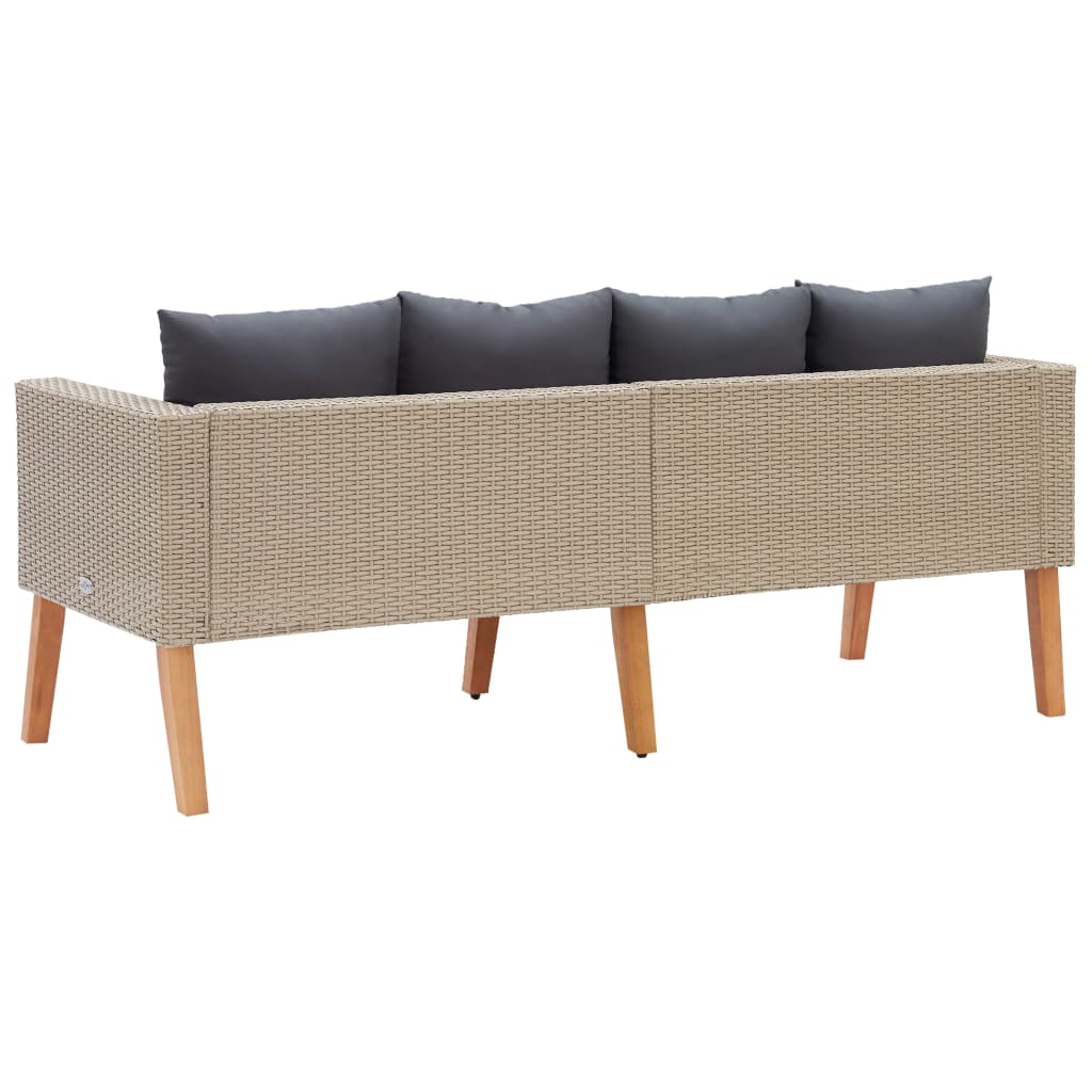 Hagesofa med puter 2 seter polyrotting beige