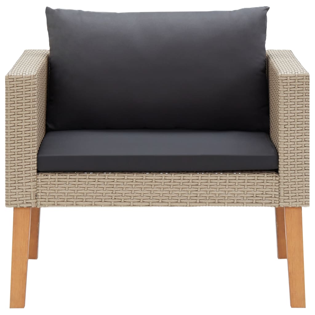 Utendørs enkeltsofa med puter polyrotting beige