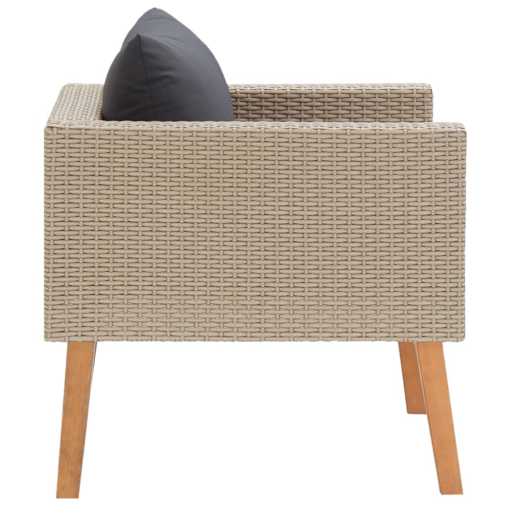 Utendørs enkeltsofa med puter polyrotting beige
