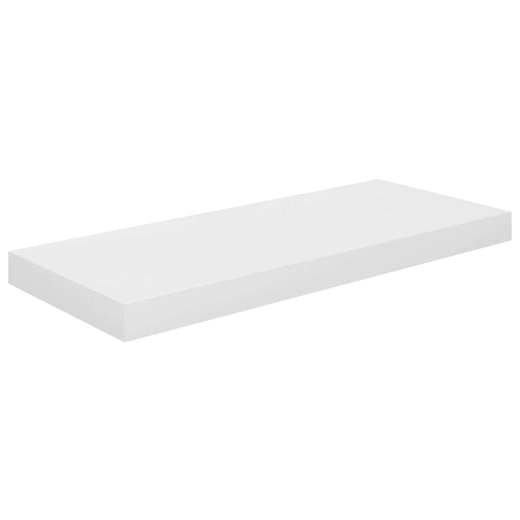 Flytende vegghyller 2 stk høyglans hvit 60x23,5x3,8 cm MDF