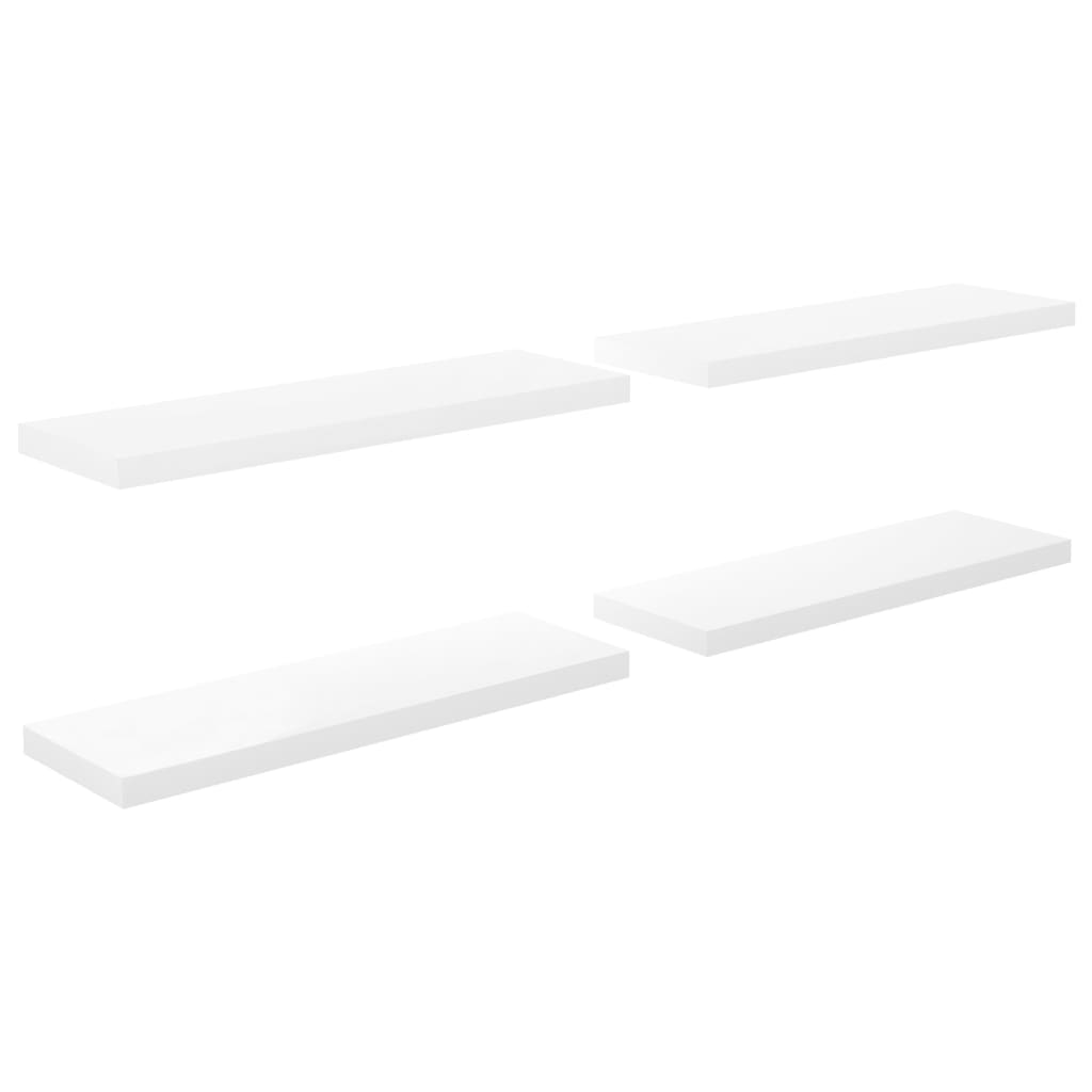 Flytende vegghyller 4 stk høyglans hvit 80x23,5x3,8 cm MDF