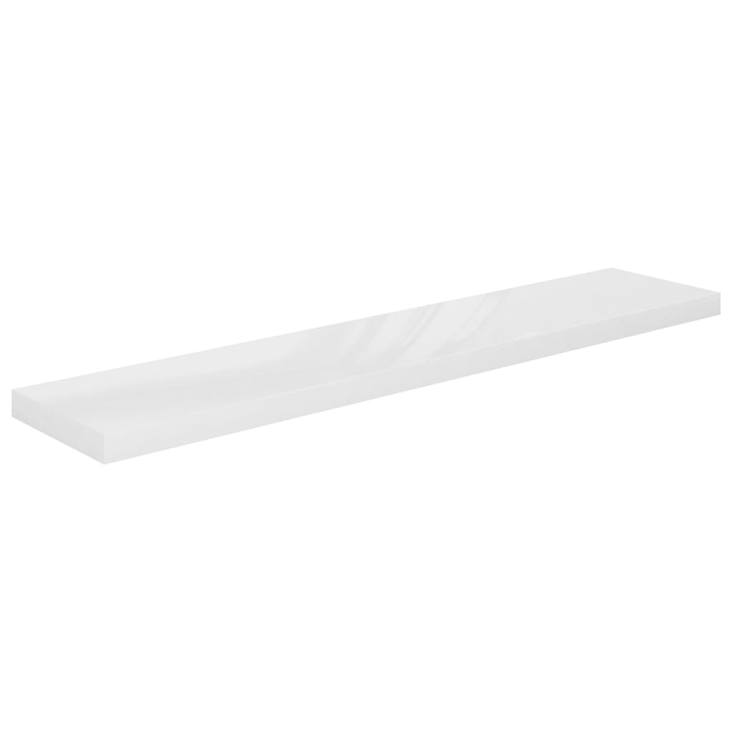 Flytende vegghyller 2 stk høyglans hvit 120x23,5x3,8 cm MDF