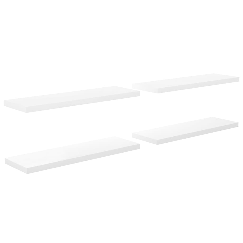 Flytende vegghyller 4 stk høyglans hvit 120x23,5x3,8 cm MDF