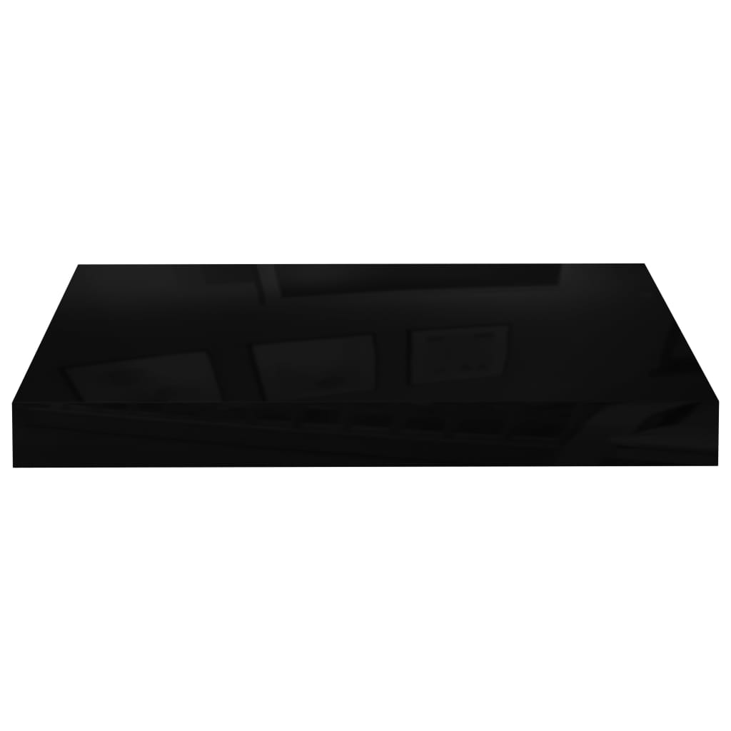 Flytende vegghyller 4 stk høyglans svart 40x23,5x3,8 cm MDF