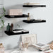 Flytende vegghyller 4 stk høyglans svart 40x23,5x3,8 cm MDF