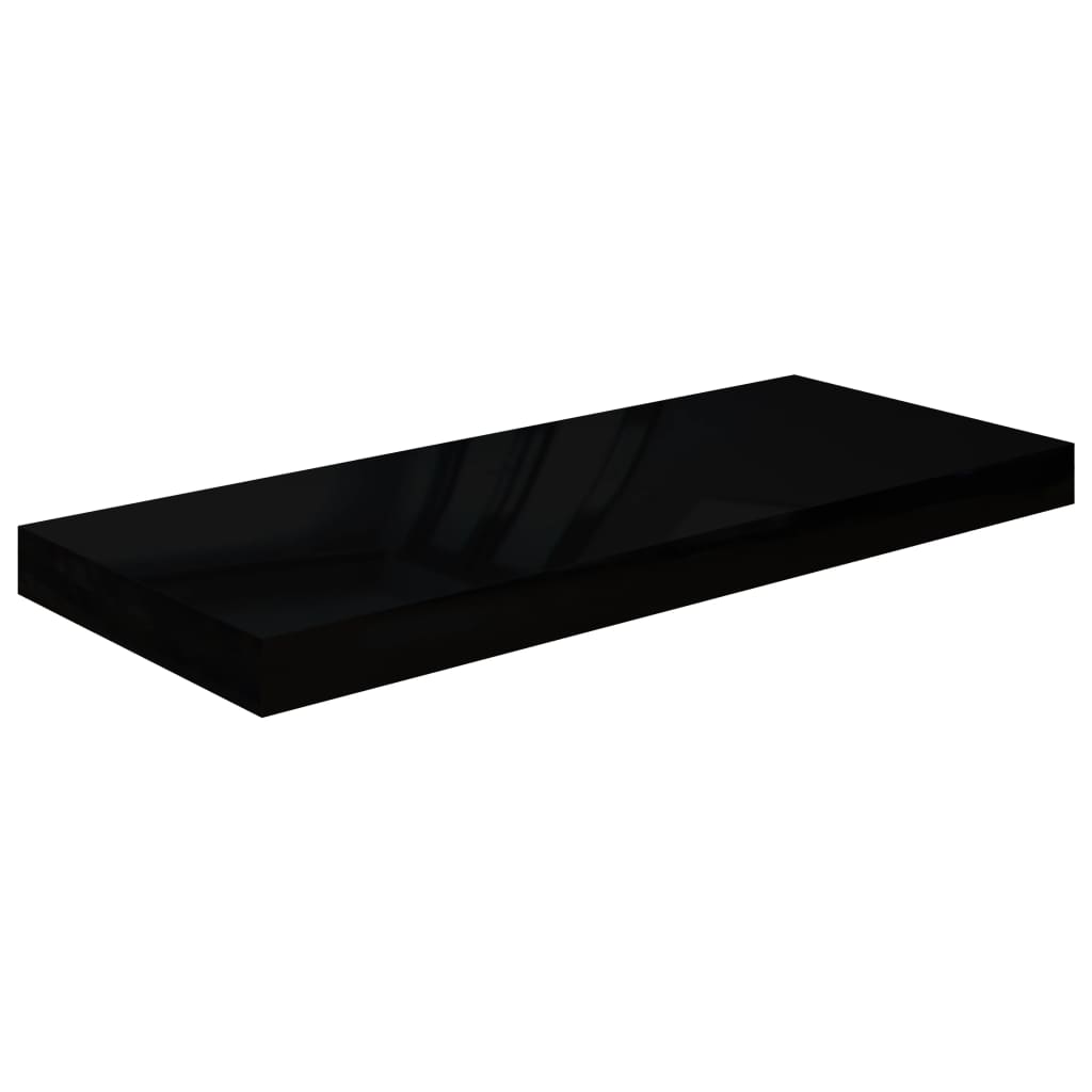 Flytende vegghyller 4 stk høyglans svart 60x23,5x3,8 cm MDF