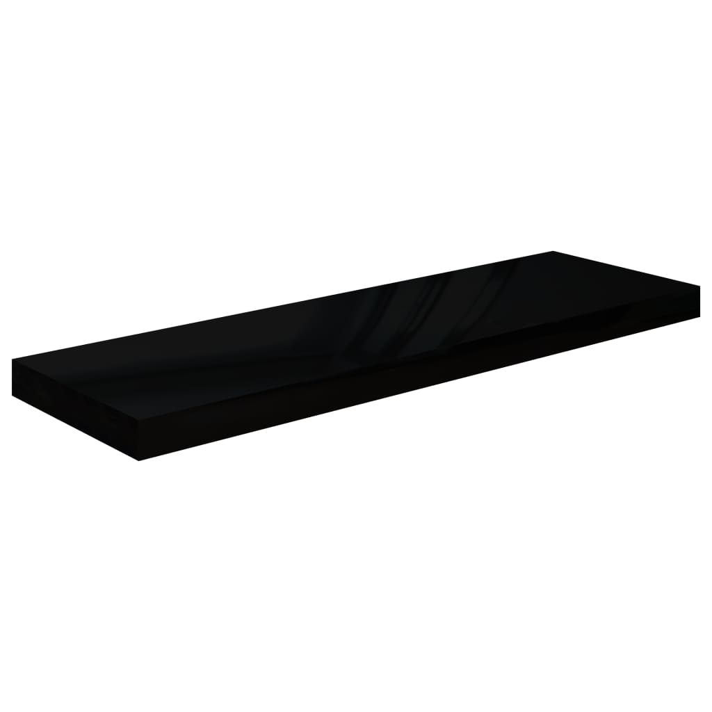 Flytende vegghyller 4 stk høyglans svart 80x23,5x3,8 cm MDF