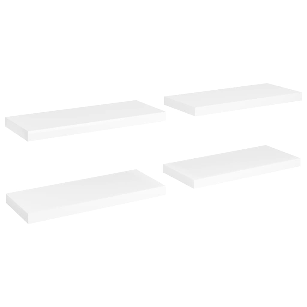 Flytende vegghyller 4 stk hvit 60x23,5x3,8 cm MDF