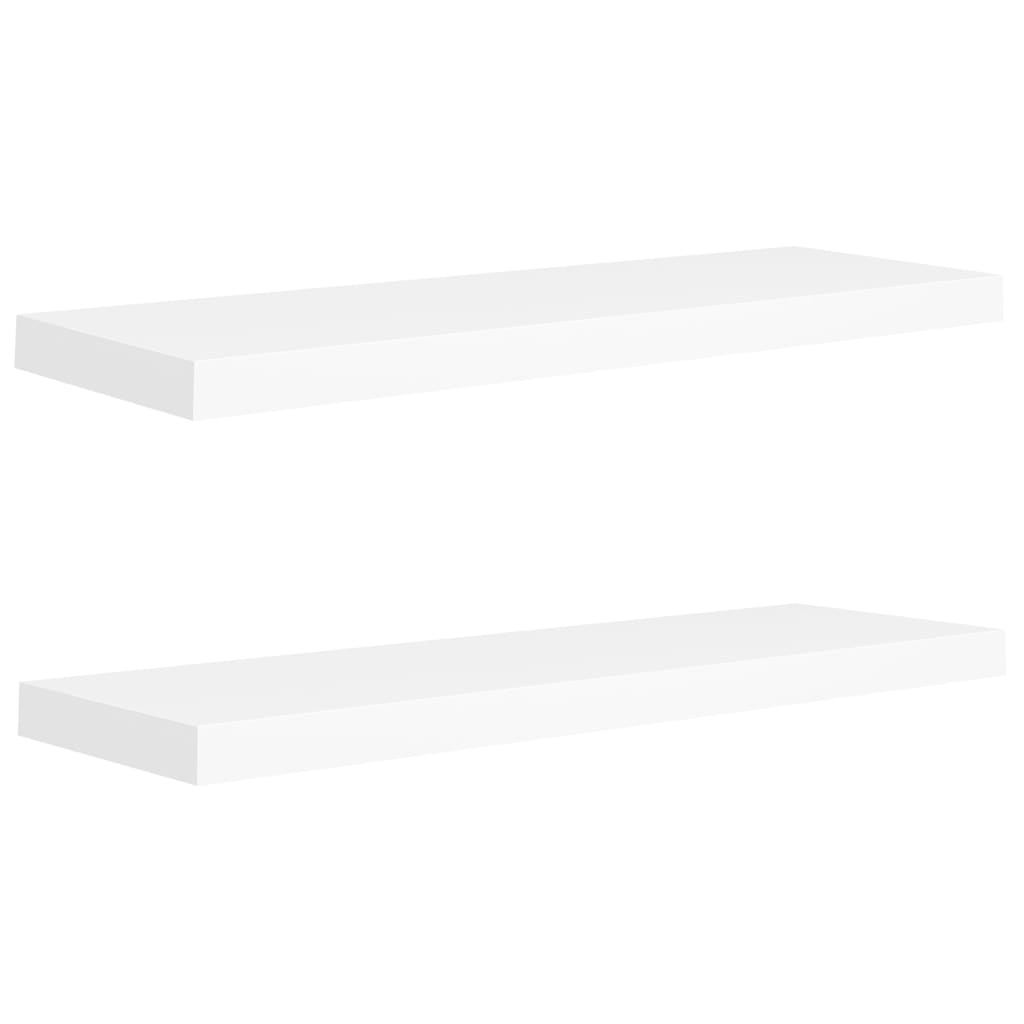 Flytende vegghyller 2 stk hvit 80x23,5x3,8 cm MDF