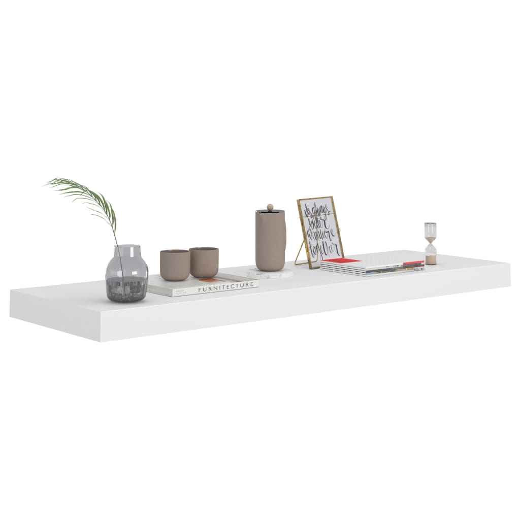 Flytende vegghyller 2 stk hvit 80x23,5x3,8 cm MDF