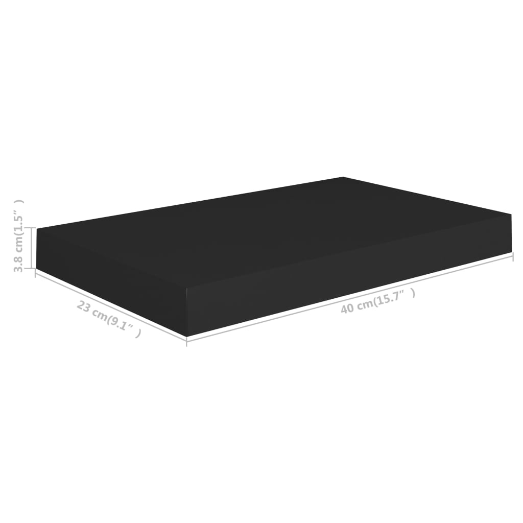 Flytende vegghyller 4 stk svart 40x23x3,8 cm MDF