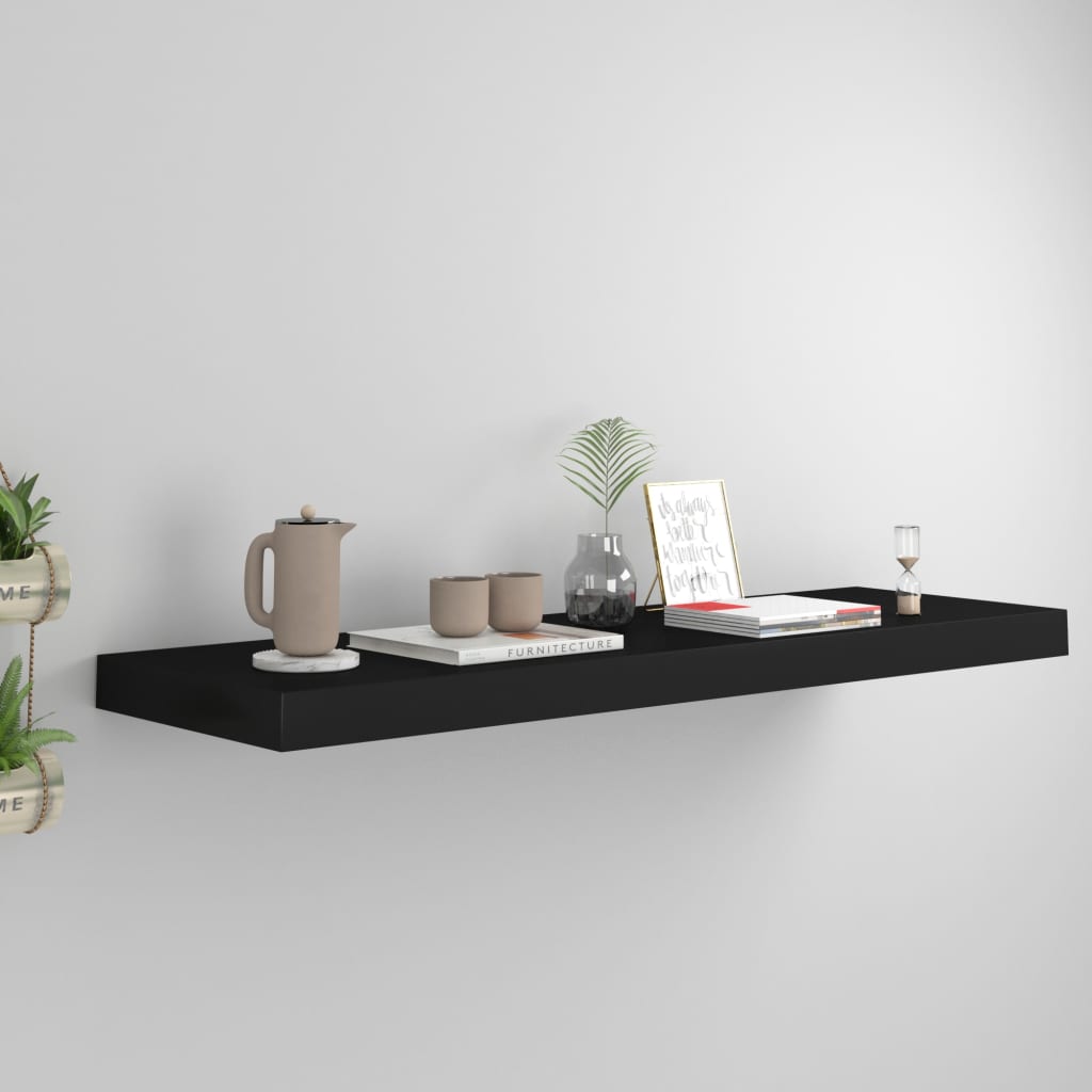 Flytende vegghylle svart 80x23,5x3,8 cm MDF