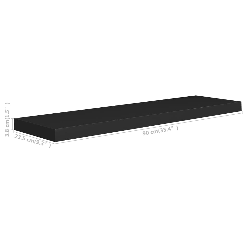 Flytende vegghyller 4 stk svart 90x23,5x3,8 cm MDF