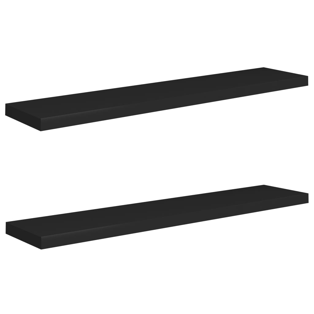 Flytende vegghyller 2 stk svart 120x23,5x3,8 cm MDF
