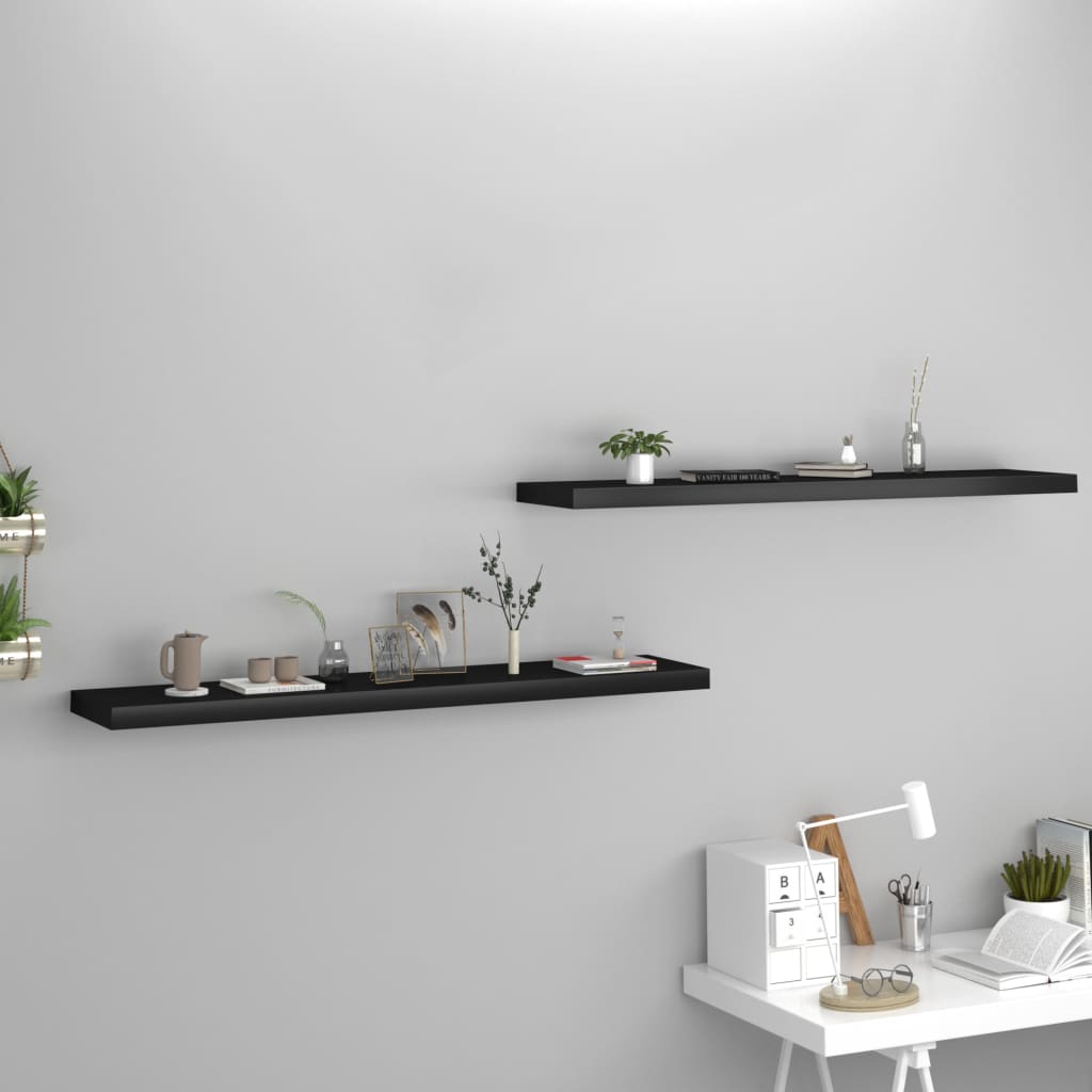 Flytende vegghyller 2 stk svart 120x23,5x3,8 cm MDF