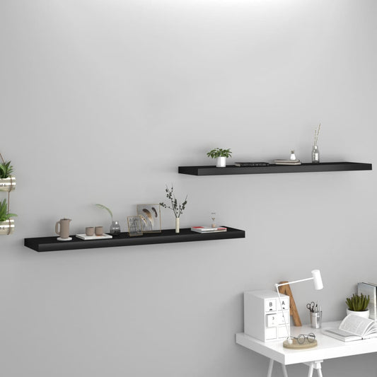 Flytende vegghyller 2 stk svart 120x23,5x3,8 cm MDF