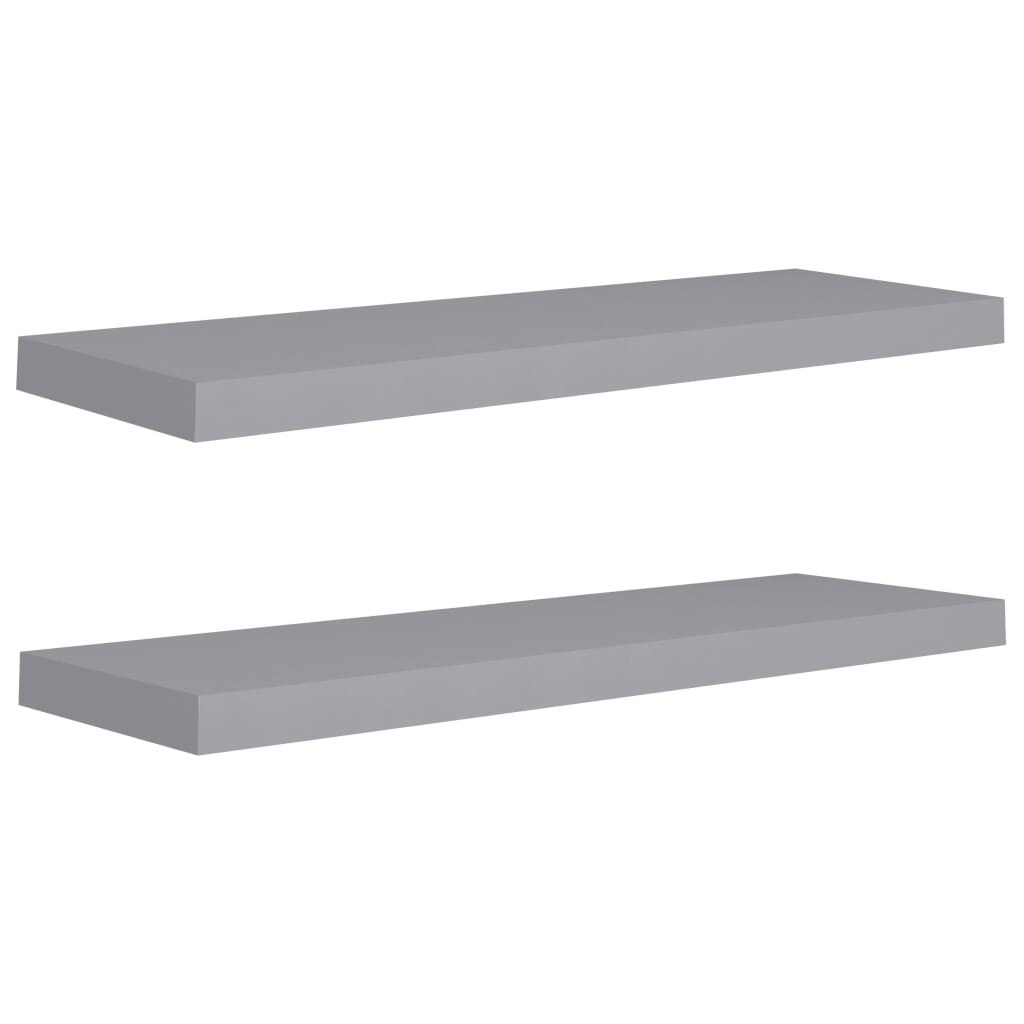 Flytende vegghyller 2 stk grå 80x23,5x3,8 cm MDF