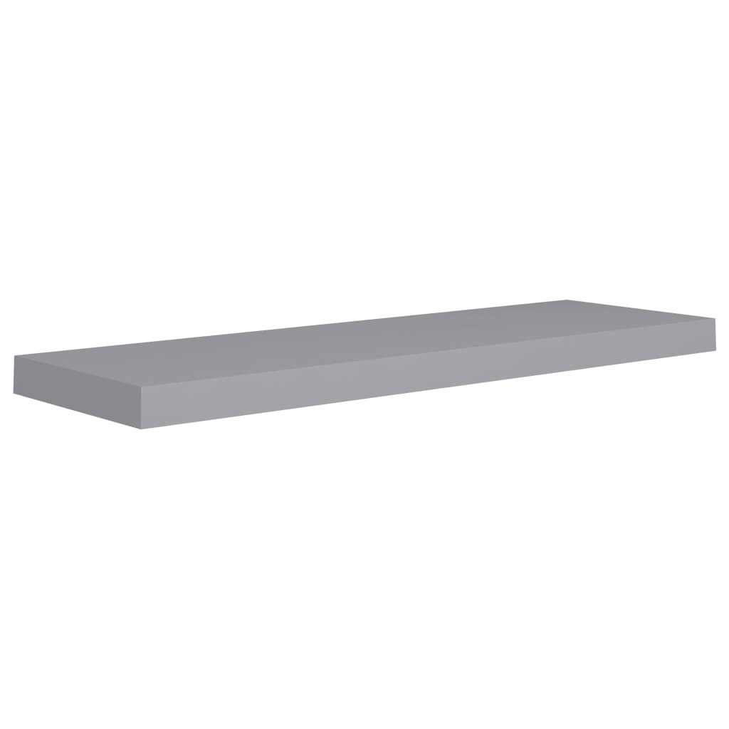 Flytende vegghyller 2 stk grå 80x23,5x3,8 cm MDF