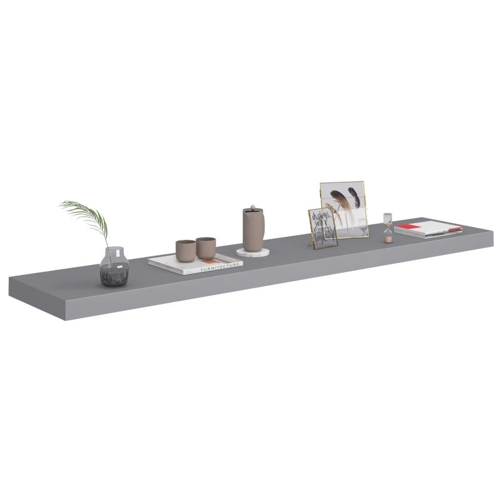 Flytende vegghyller 4 stk grå 120x23,5x3,8 cm MDF