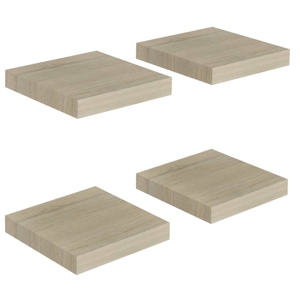 Flytende vegghyller 4 stk eik 23x23,5x3,8 cm MDF