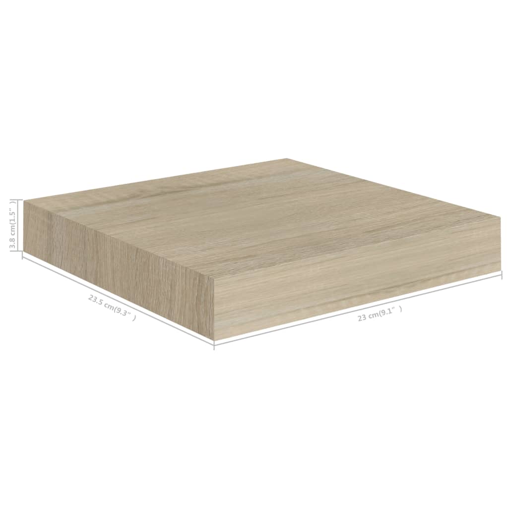 Flytende vegghyller 4 stk eik 23x23,5x3,8 cm MDF