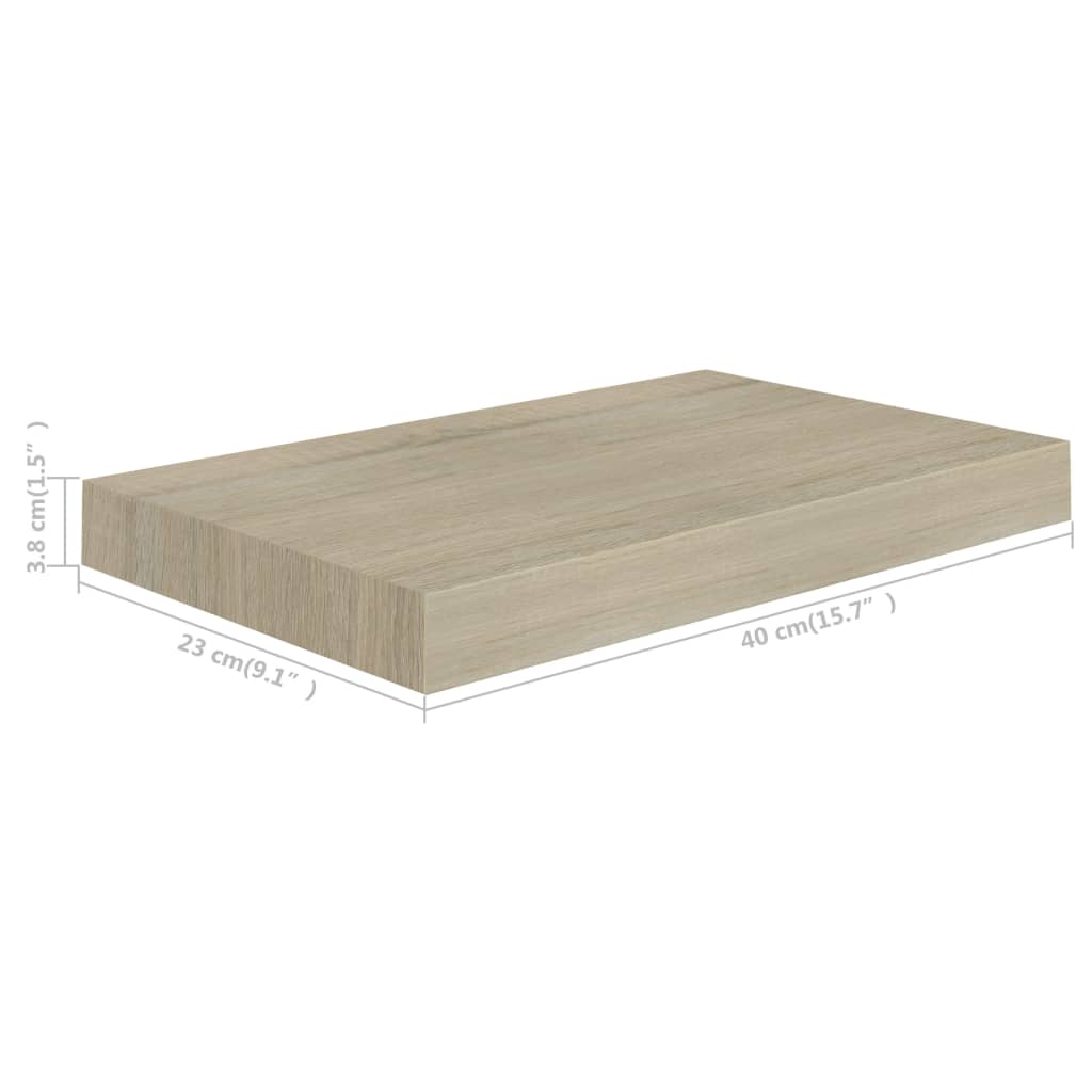 Flytende vegghylle eik 40x23x3,8 cm MDF