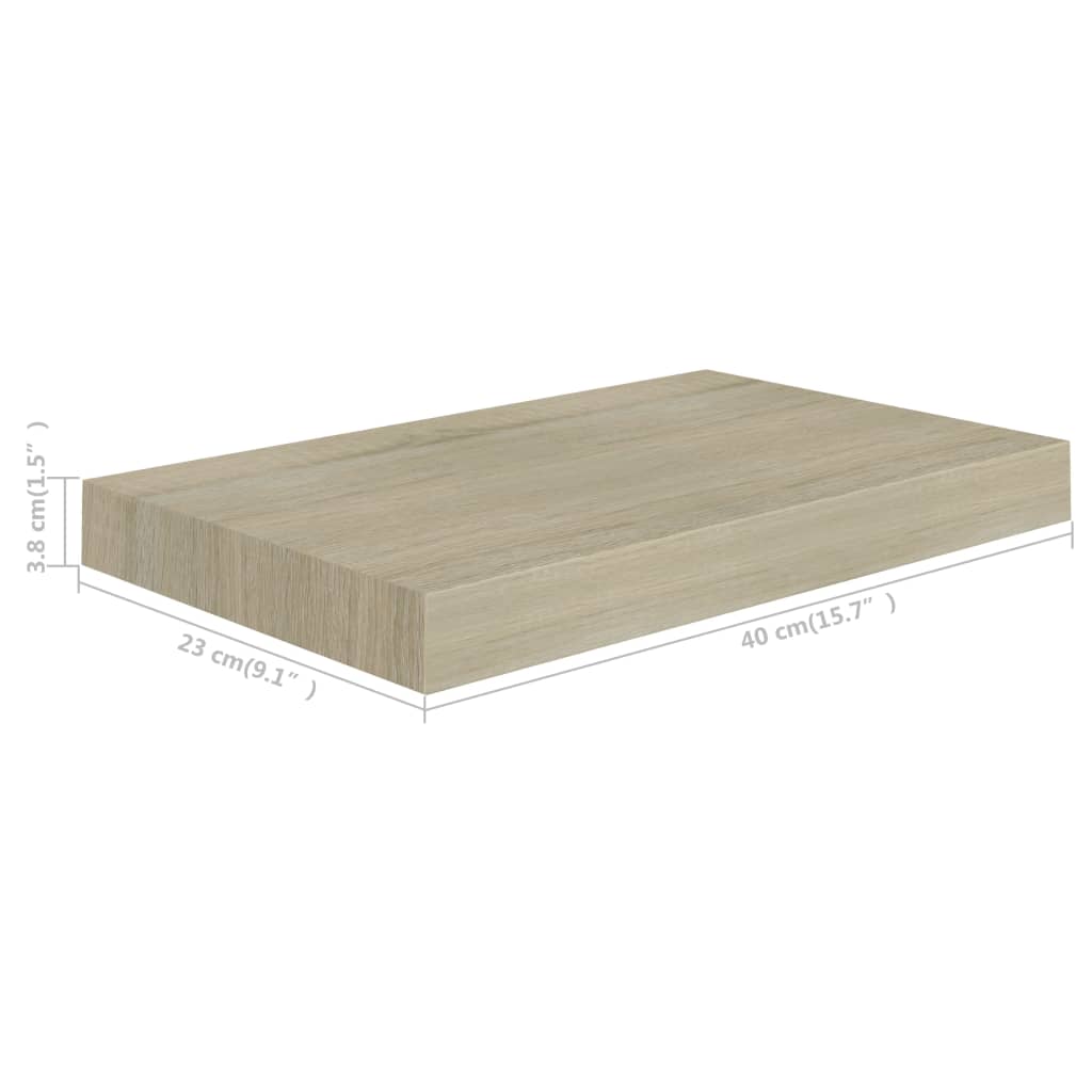 Flytende vegghyller 4 stk eik 40x23x3,8 cm MDF