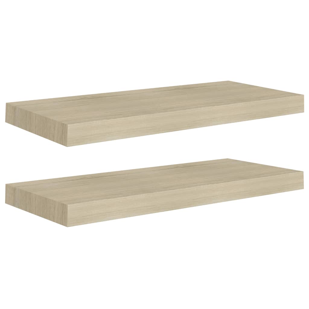 Flytende vegghyller 2 stk eik 60x23,5x3,8 cm MDF