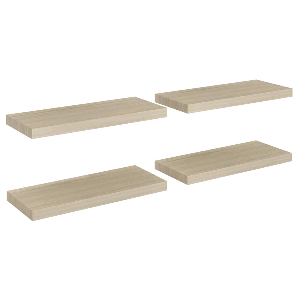 Flytende vegghyller 4 stk eik 60x23,5x3,8 cm MDF