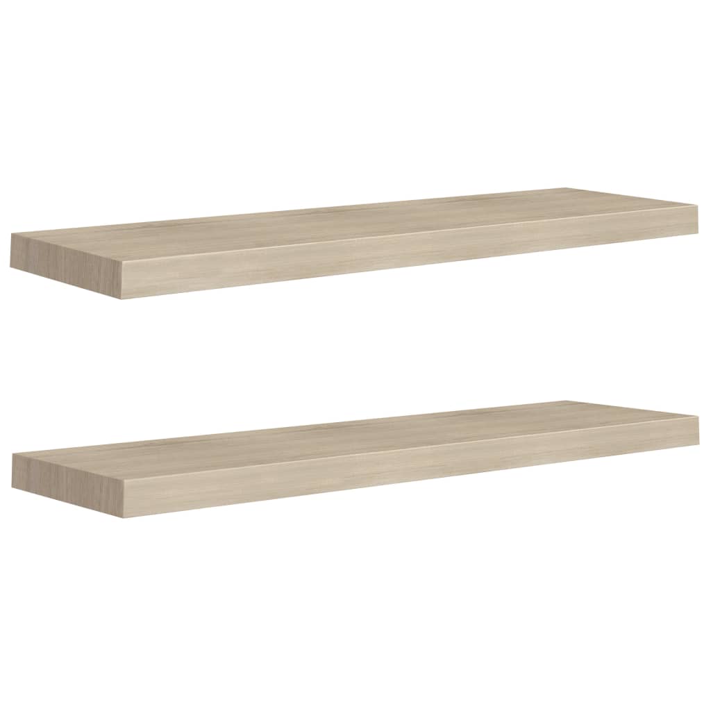 Flytende vegghyller 2 stk eik 90x23,5x3,8 cm MDF