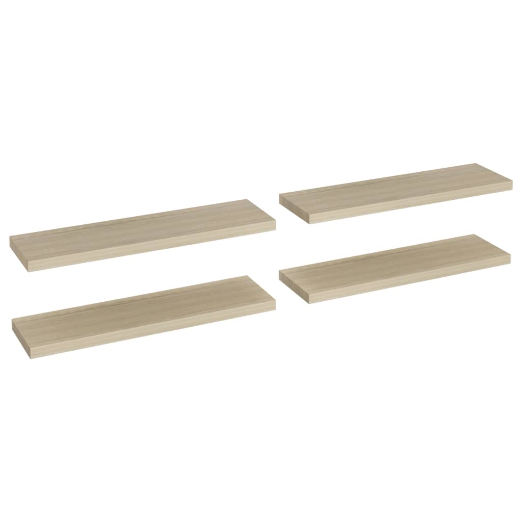 Flytende vegghyller 4 stk eik 90x23,5x3,8 cm MDF