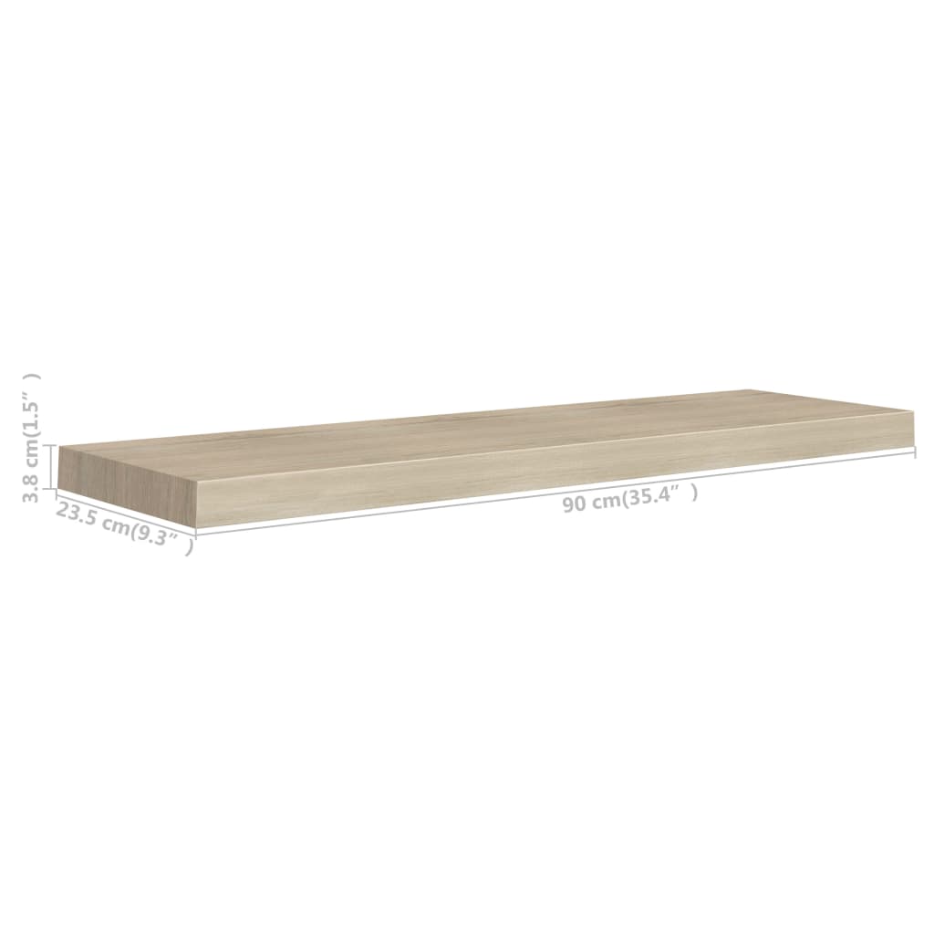 Flytende vegghyller 4 stk eik 90x23,5x3,8 cm MDF