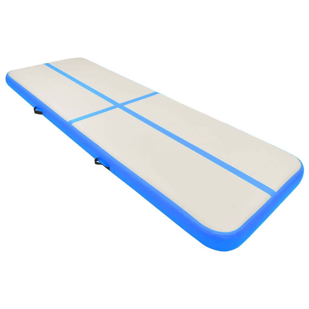 Oppblåsbar gymnastikkmatte med pumpe 400x100x20 cm PVC blå