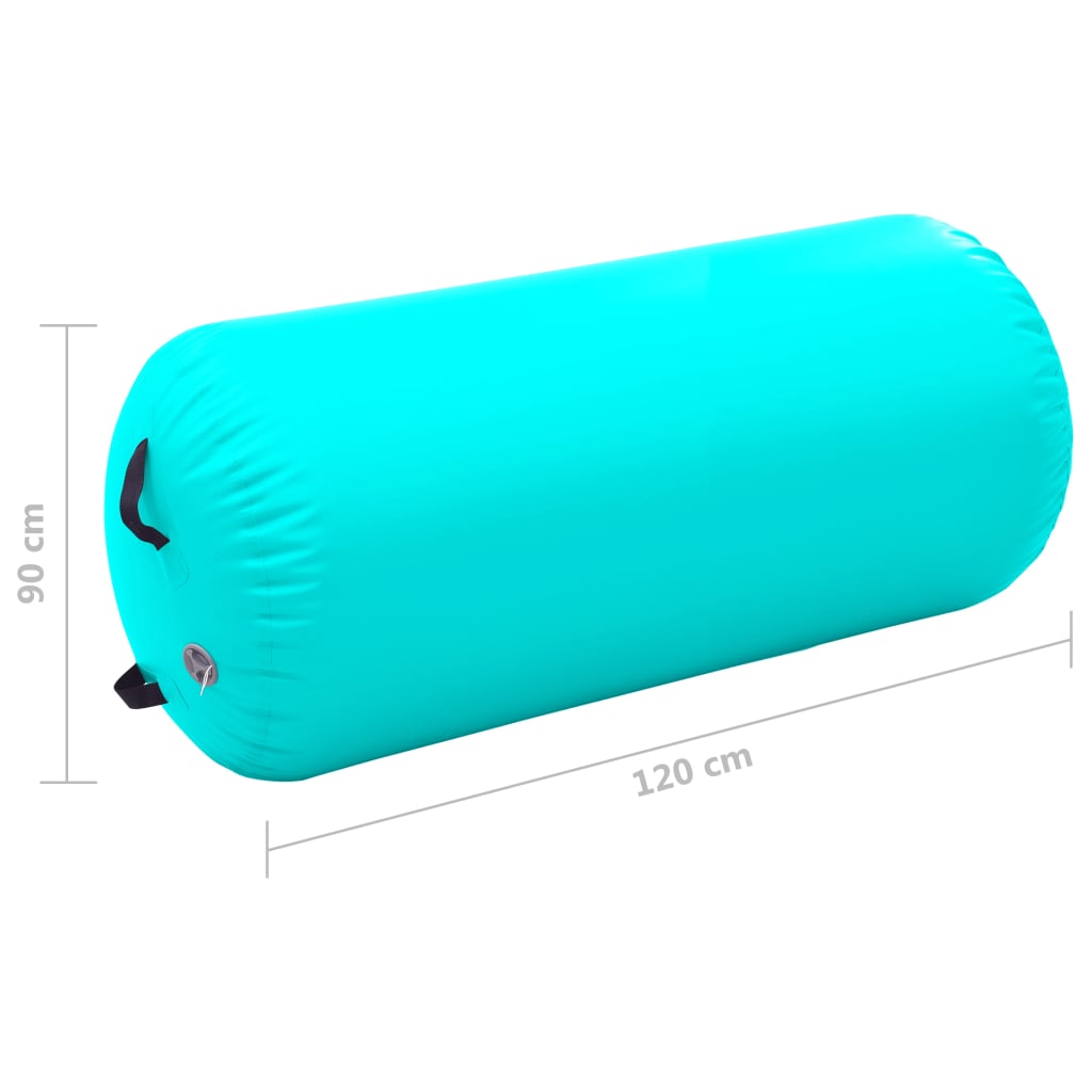 Oppblåsbar gymnastikkrull med pumpe 120x90 cm PVC grønn