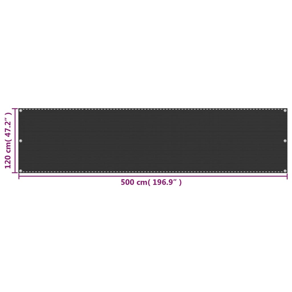 Balkongskjerm HDPE 120x500 cm antrasitt