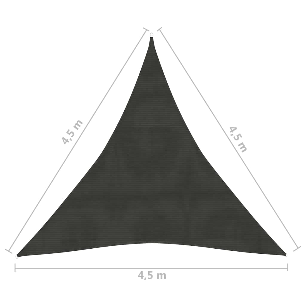 Solseil 160 g/m² antrasitt 4,5x4,5x4,5 m HDPE