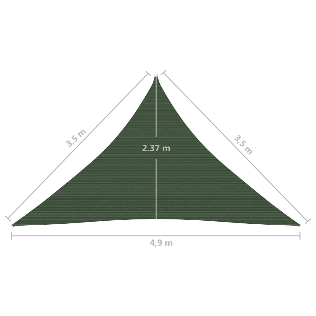 Solseil 160 g/m² mørkegrønn 3,5x3,5x4,9 m HDPE