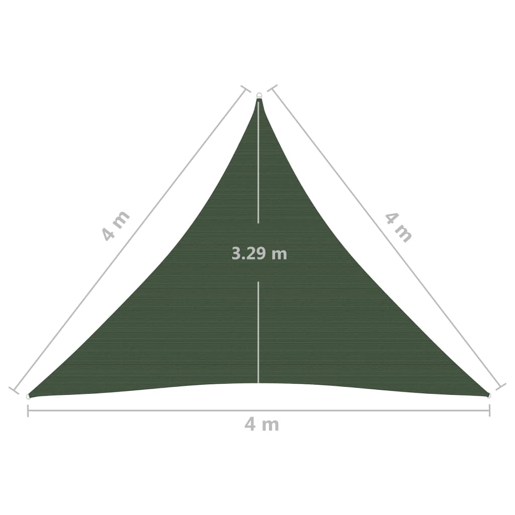 Solseil 160 g/m² mørkegrønn 4x4x4 m HDPE