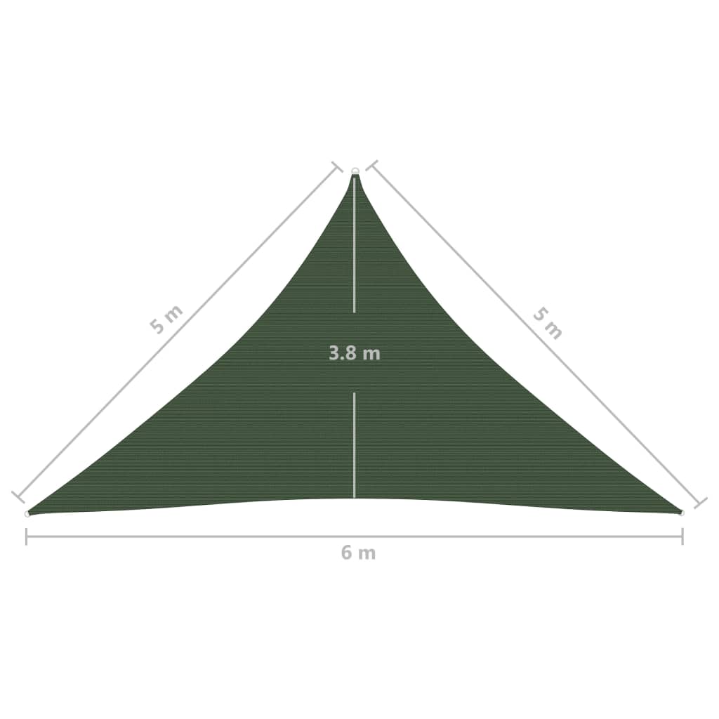 Solseil 160 g/m² mørkegrønn 5x5x6 m HDPE