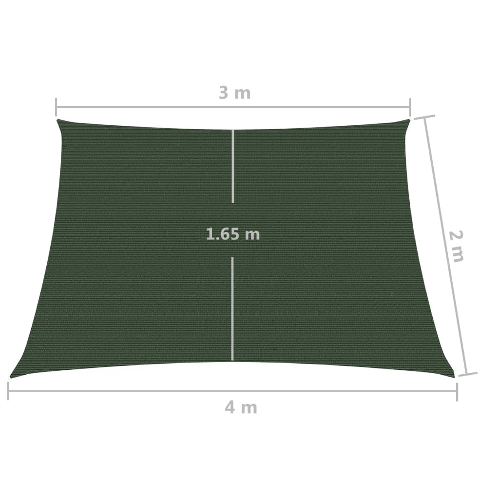 Solseil 160 g/m² mørkegrønn 3/4x2 m HDPE